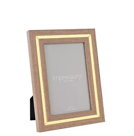 Impressions Gold Trim Wood Grain Effect Photo Frame 4" x 6" - image 3