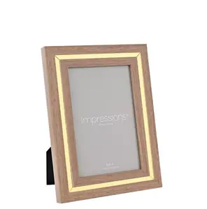 Impressions Gold Trim Wood Grain Effect Photo Frame 4" x 6" - image 3