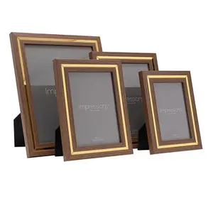 Impressions Gold Trim Wood Grain Effect Photo Frame 4" x 6" - image 2