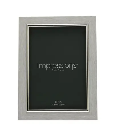 Impressions Grey Faux Wood & Silver Frame 5" x 7" - image 2