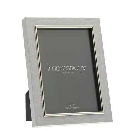 Impressions Grey Faux Wood & Silver Frame 5" x 7" - image 1