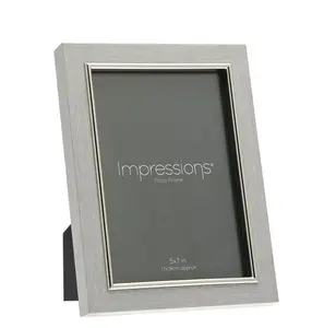 Impressions Grey Faux Wood & Silver Frame 5" x 7" - image 1