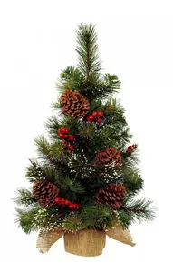 Ipswich Mini Tree Frosted Berries, Pinecones Indoor