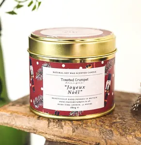 Joyeux Noël (Nutcracker Red) Candle in a Matt Gold Tin
