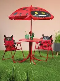 Kids Garden Table & Chair Set with Parasol – Ladybird Design - image 2
