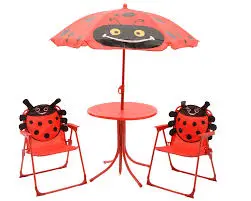 Kids Garden Table & Chair Set with Parasol – Ladybird Design - image 1