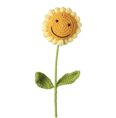 Knitted Smiley Sunflower Stem