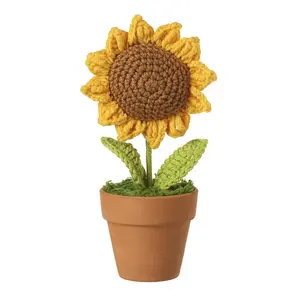 Knitted Sunflower In Terracotta Pot