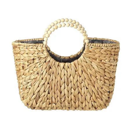 Large Basket With Beaded Handles