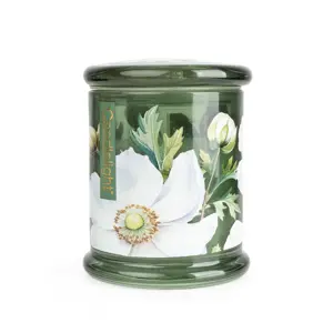 Large Glass Lidded Jar White Poppy & Sag - image 1