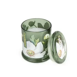 Large Glass Lidded Jar White Poppy & Sag - image 2
