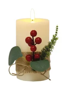 LED Candle Ivory 7.5x12.5cm