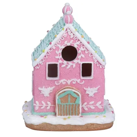 LED Pink/Blue Iced Gingerbread House, Med