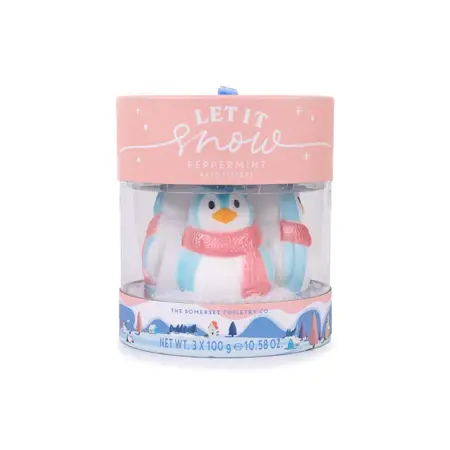 Let it Snow Bath Fizzer (Penguin) Peppermint 3 x 100g Set - image 1