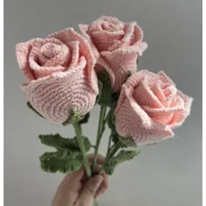 Light Pink Wine Glass Rose Crochet Flower