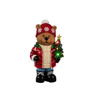 Light-Up Christmas Teddy Bear with Tree