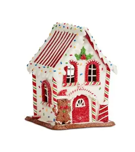Light Up Gingerbread Candy Cabin – 20cm - image 1