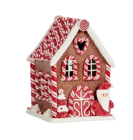 Light Up Gingerbread Santa Candy Cabin – 20cm