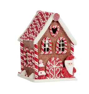 Light Up Gingerbread Santa Candy Cabin – 20cm
