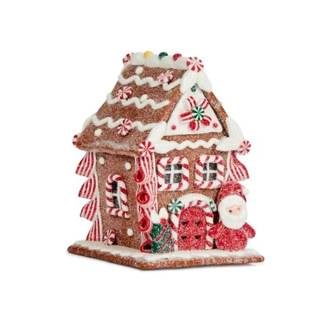 Light Up Gingerbread Santa Candy Cane Cottage - image 2