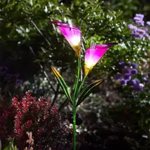 Lily Solar Glass Flower Garden Stake Light - image 1