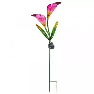 Lily Solar Glass Flower Garden Stake Light - image 2