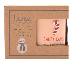 Love Life Christmas Embossed Mug - Candy Cane - image 2