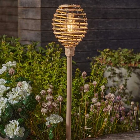 Lumina Faux Rattan Solar Stake Light - Natural - image 1