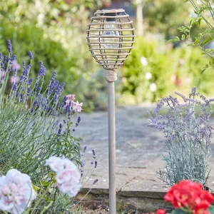 Lumina Faux Rattan Solar Stake Light - Natural - image 2