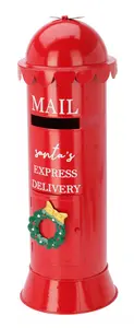 MAILBOX ROUND 19X53CM RED