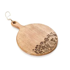 MANGO WOOD WITH ENGRAVED FLOWER DETAIL LARGE DECORATIVE BOARD