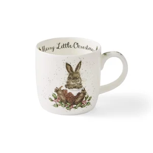 Merry Little Christmas Bunny Fine Bone China Mug