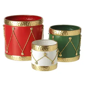 METAL GREEN RED WHITE DRUM SET