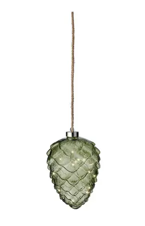 Micro LED Green Pinecone Hanging Decoration 21cm - image 1