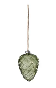Micro LED Green Pinecone Hanging Decoration 21cm