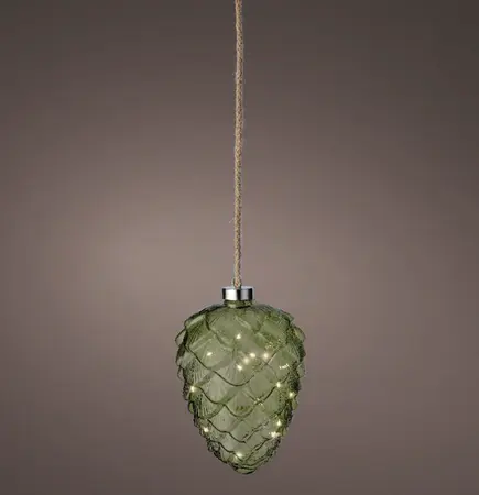 Micro LED Green Pinecone Hanging Decoration 21cm - image 2