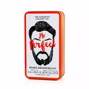 Mr. Perfect Gentlemans Tin Beard Grooming Kit 25ml Beard Oil 20g Beard Moustache Wax Wooden Comb