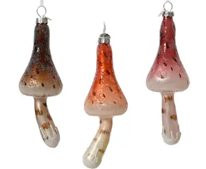 Mushroom Glass with Sugar Finish  3 Assorted Colours