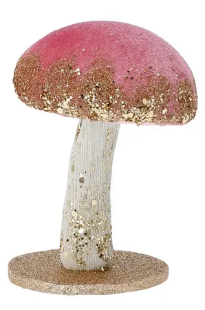 MUSHROOM GLITTER PINK 12CM 2AS