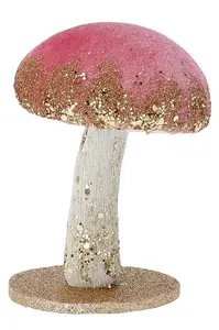 MUSHROOM GLITTER PINK 12CM 2AS