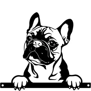 No.PF1012 Metal Frenchie Peeking Dog Silhouette - image 1