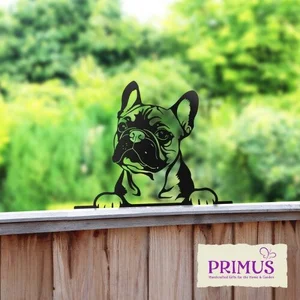 No.PF1012 Metal Frenchie Peeking Dog Silhouette - image 2
