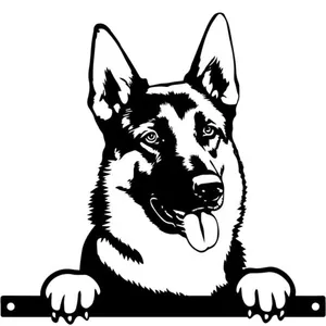 No.PF1015 Metal German Shepherd Peeking Dog Silhouette - image 1
