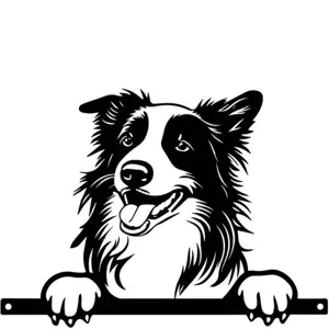 No.PF1017 Metal Collie Peeking Dog Silhouette - image 1