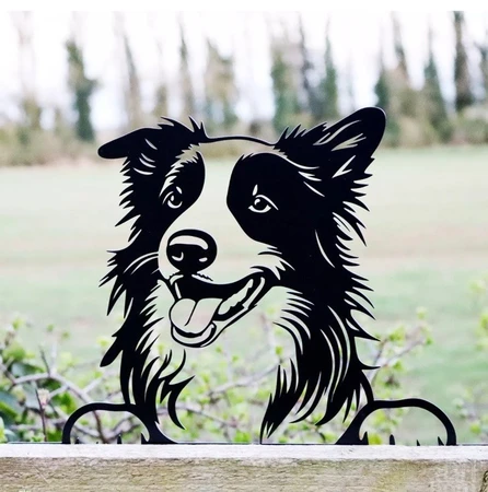 No.PF1017 Metal Collie Peeking Dog Silhouette - image 2
