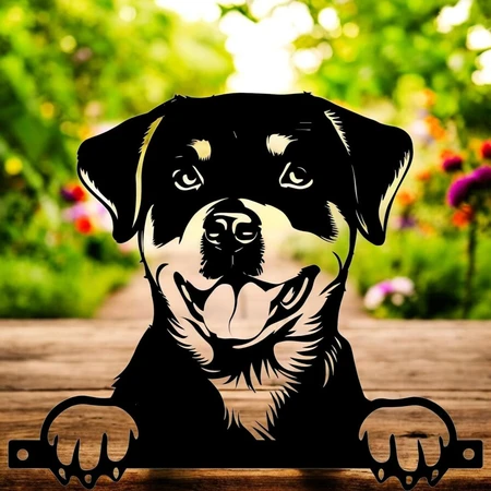 No.PF1021 Metal Rottweiler Peeking Dog Silhouette - image 2