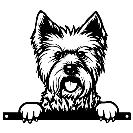 No.PF1022 Metal West Highland Terrier Peeking Dog Silhouette - image 1