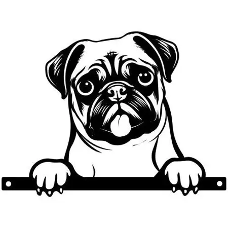No.PF1023 Metal Pug Peeking Dog Silhouette
