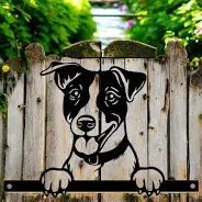 No.PF1025 Metal Jack Russell Peeking Dog Silhouette - image 1