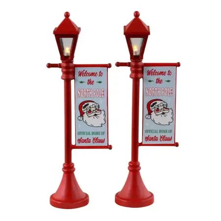 NORTH POLE LAMPPOST, SET OF 2, Battery Operated (4.5V)